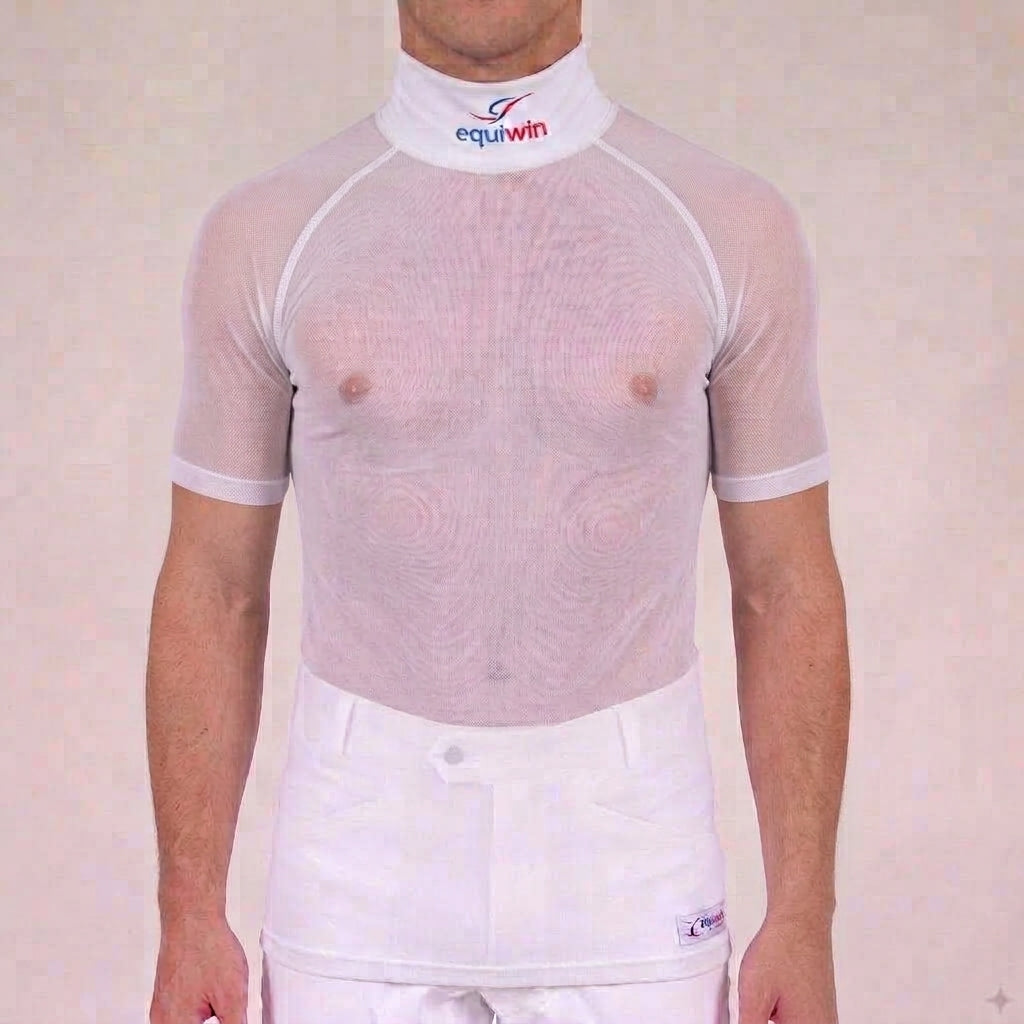 Camiseta de equitación de manga corta Equiwin Cool Mesh de poliéster con cuello alto