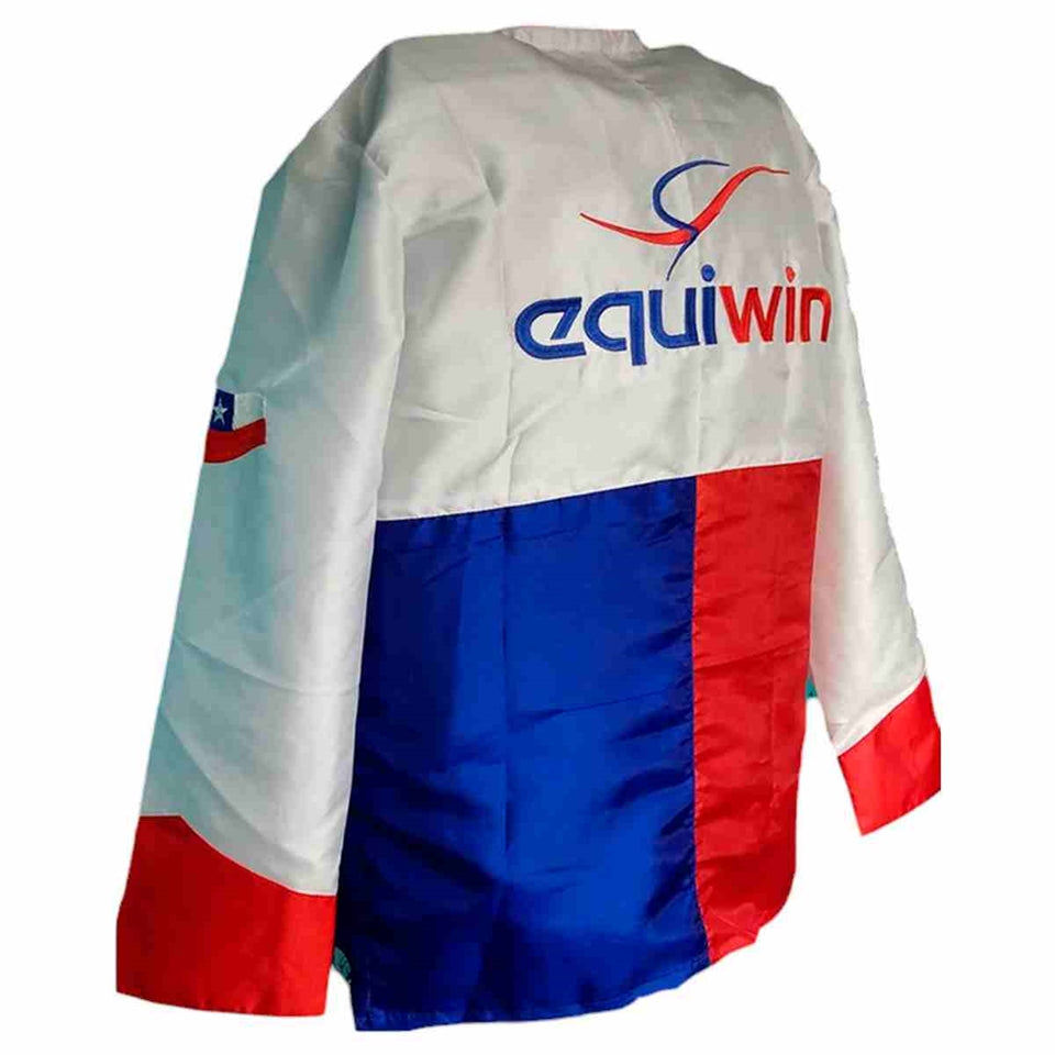Traditional racing silks front view