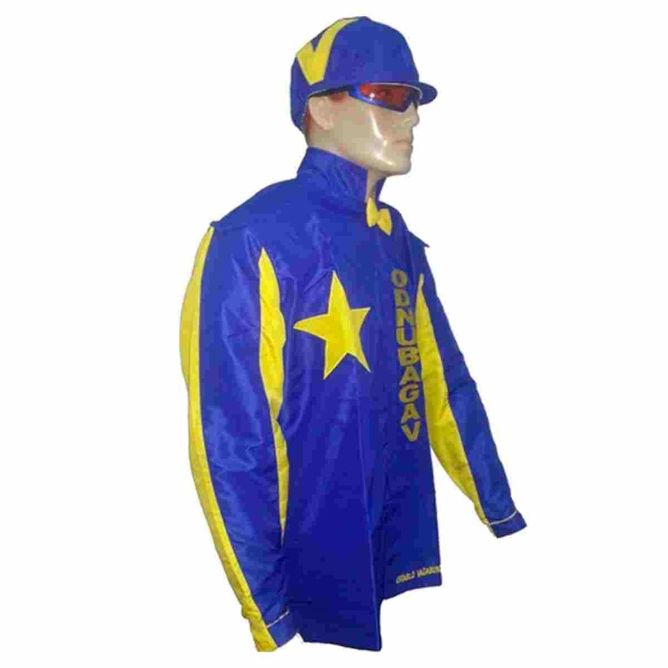 Traditional racing silks back view